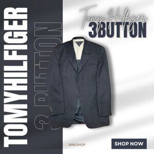 Tommy Hilfiger 3-Button Black Blazer – Classic Formal Suit Jacket